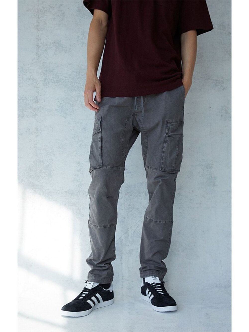 Pacsun Mens Pants Gray Slim Cargo Pull-On Streetwear Medium Cotton